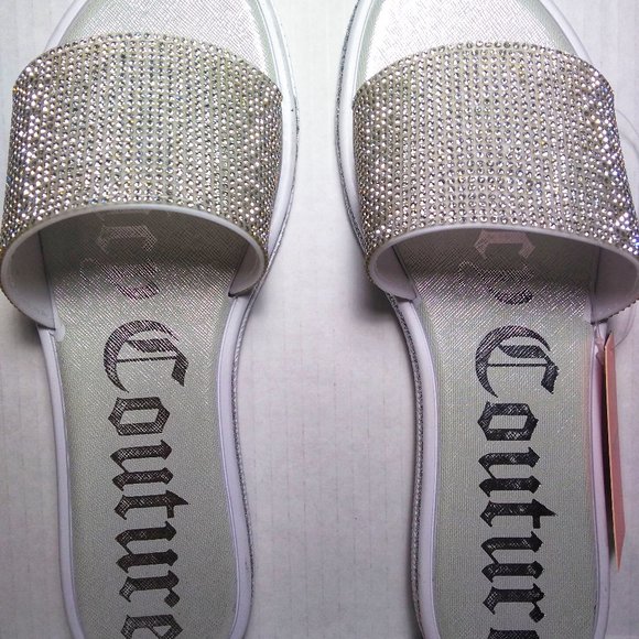Juicy Couture Shoes - JUICY COUTURE YIPPY SLIDES SANDALS SILVER SIZE 10